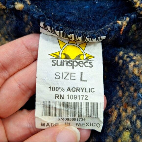 Sunspecs Striped Mexican Baja Hoodie Pullover Sz L - Boho Hippie Surfer Skater - Picture 7 of 12